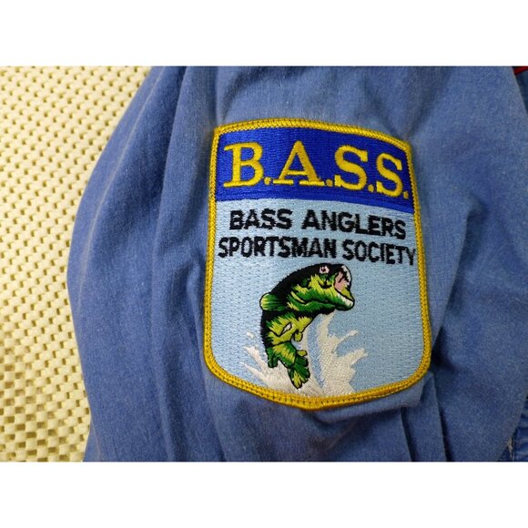 Bimini Bay Outfitters Ltd Blue Fishing Shirt L Strike King Lures & B.A.S.S. Patc - Picture 5 of 16